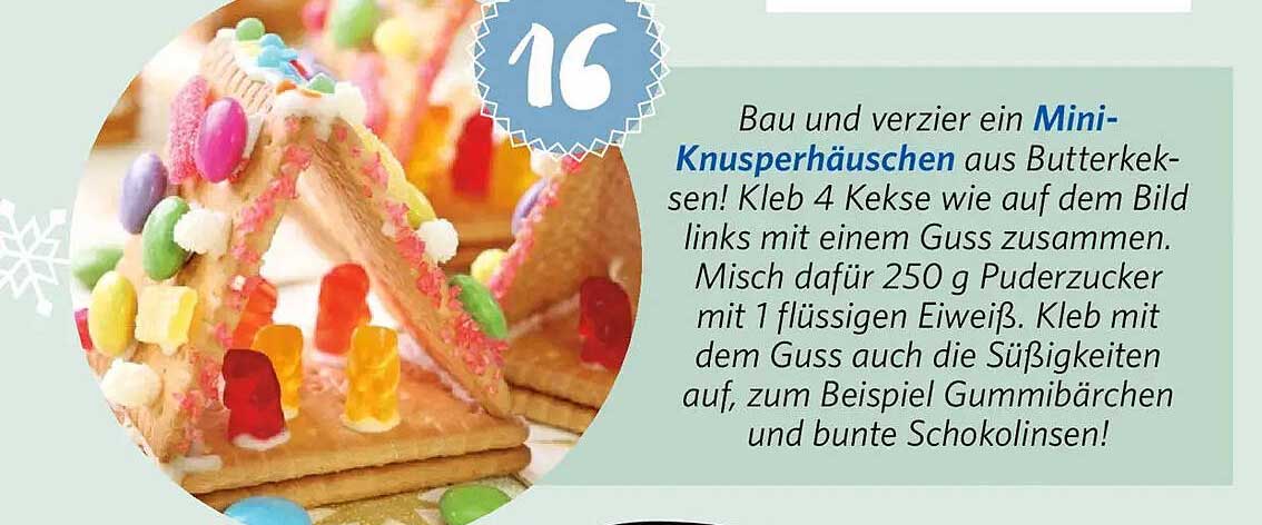 Mini-Knusperhäuschen aus Butterkeksen