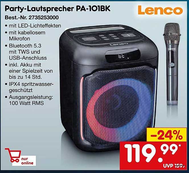 Party-Lautsprecher PA-101BK