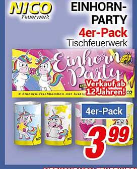 EINHORN-PARTY 4er-Pack Tischfeuerwerk