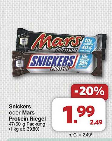 Snickers oder Mars Protein Riegel