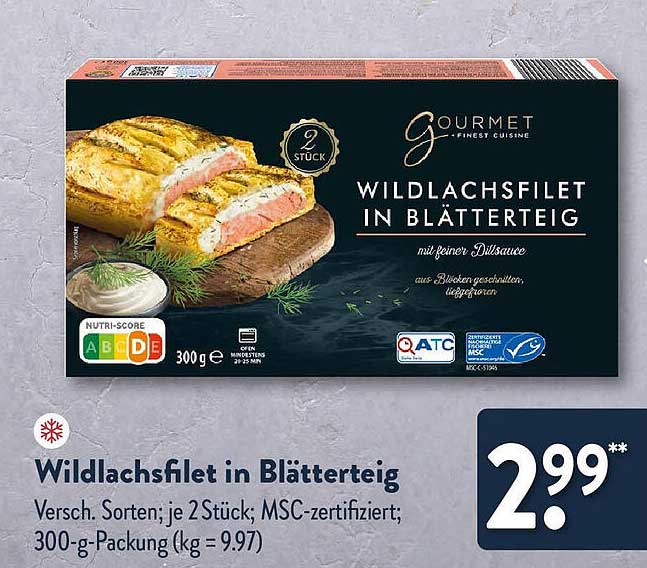 Wildlachsfilet in Blätterteig