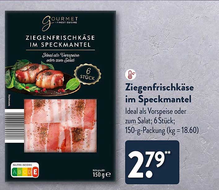 Ziegenfrischkäse im Speckmantel