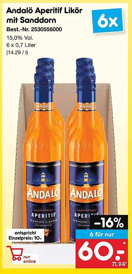 Andalö Aperitif Likör mit Sanddorn