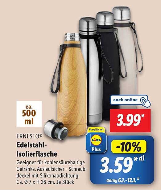 ERNESTO® Edelstahl-Isolierflasche