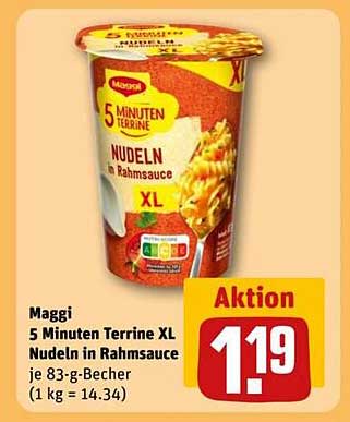 Maggi 5 Minuten Terrine XL Nudeln in Rahmsauce