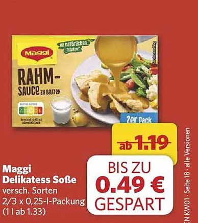 Maggi Rahm-Sauce zu Braten