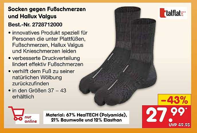 Socken gegen Fußschmerzen und Hallux Valgus