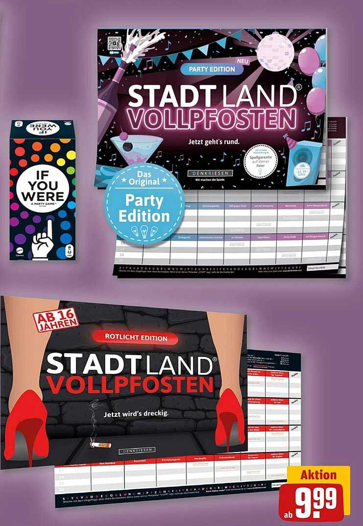 STADT LAND VOLLPFOSTEN® Party Edition  
STADT LAND VOLLPFOSTEN® Rotlicht Edition