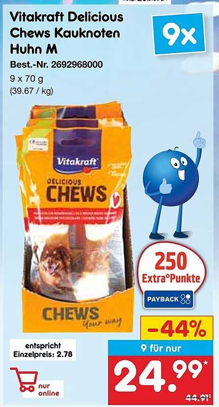 Vitakraft Delicious Chews Kauknoten Huhn M