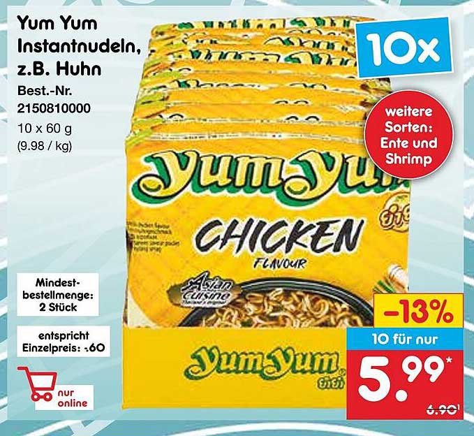 Yum Yum Instantnudeln, z.B. Huhn