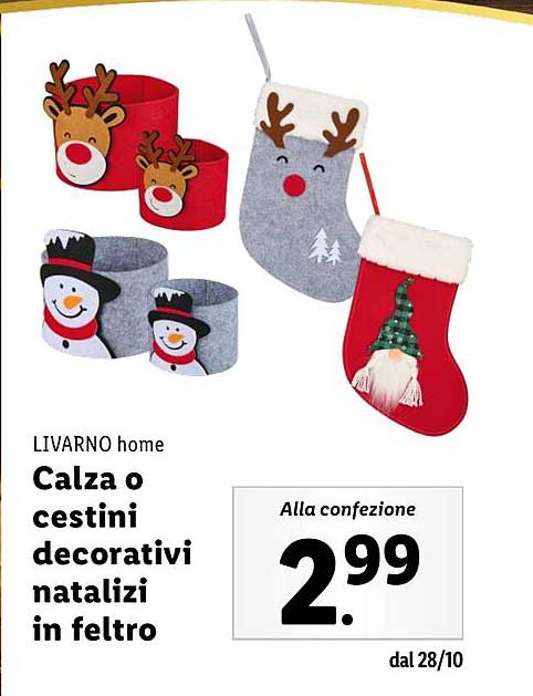 Calza o cestini decorativi natalizi in feltro