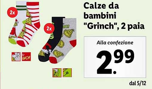 Calze da bambini "Grinch", 2 paia