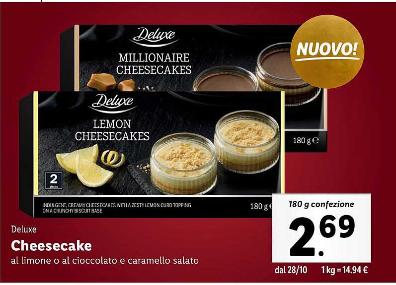 Cheesecake al limone o al cioccolato e caramello salato