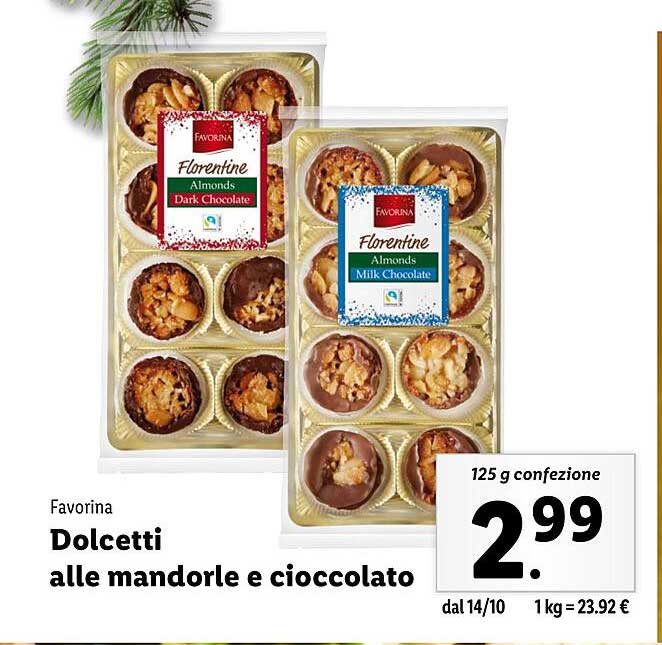 Dolcetti alle mandorle e cioccolato