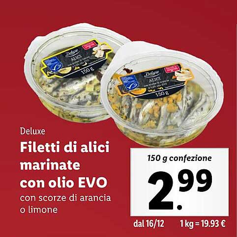 Filetti di alici marinate con olio EVO