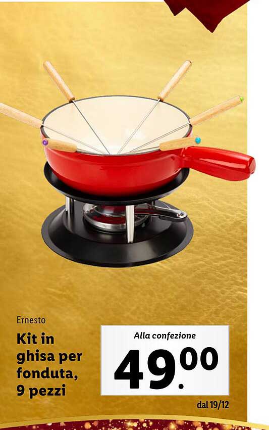 Kit in ghisa per fonduta, 9 pezzi