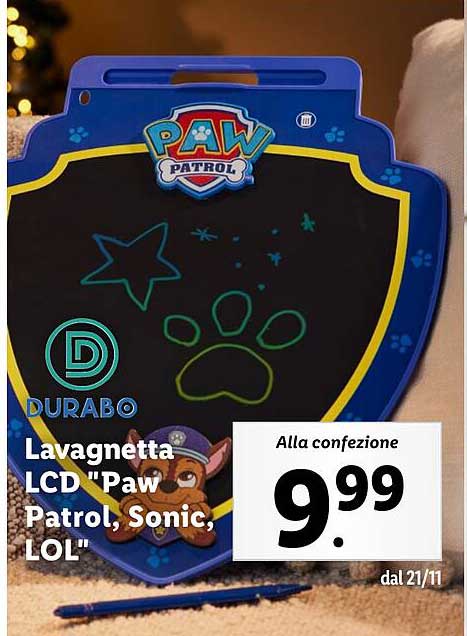 Lavagnetta LCD "Paw Patrol, Sonic, LOL"