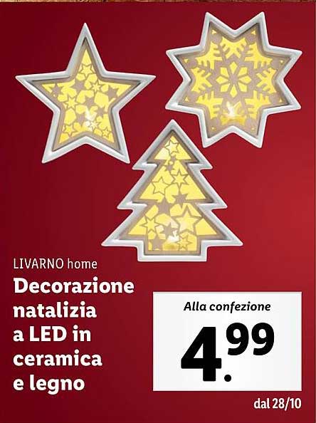 LIVARNO home Decorazione natalizia a LED in ceramica e legno