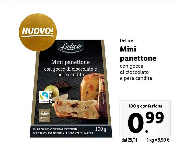 Mini panettone con gocce di cioccolato e pere candite