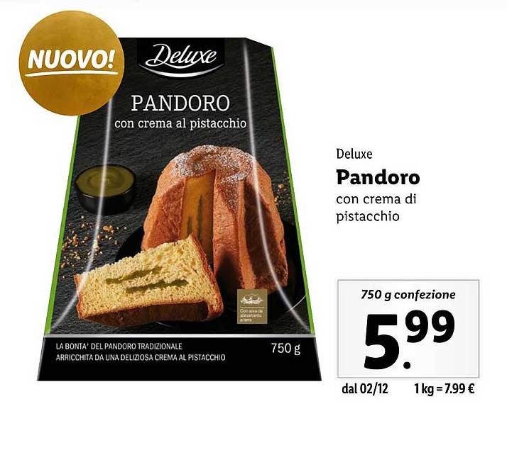 Pandoro con crema di pistacchio