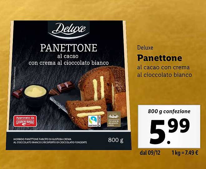 Panettone al cacao con crema al cioccolato bianco