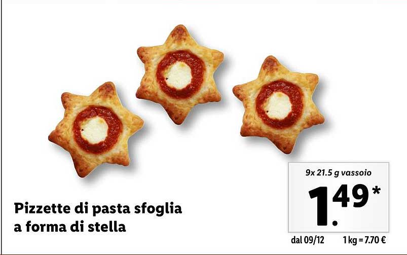 Pizzette di pasta sfoglia a forma di stella