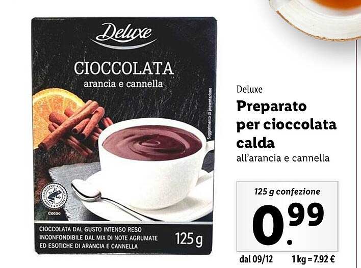 Preparato per cioccolata calda all’arancia e cannella