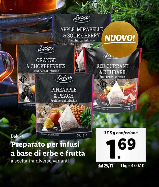 Preparato per infusi a base di erbe e frutta