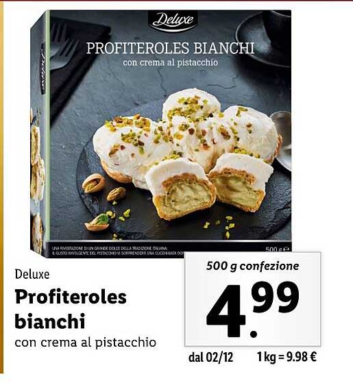 Profiteroles bianchi con crema al pistacchio