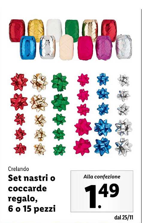 Set nastri o coccarde regalo, 6 o 15 pezzi