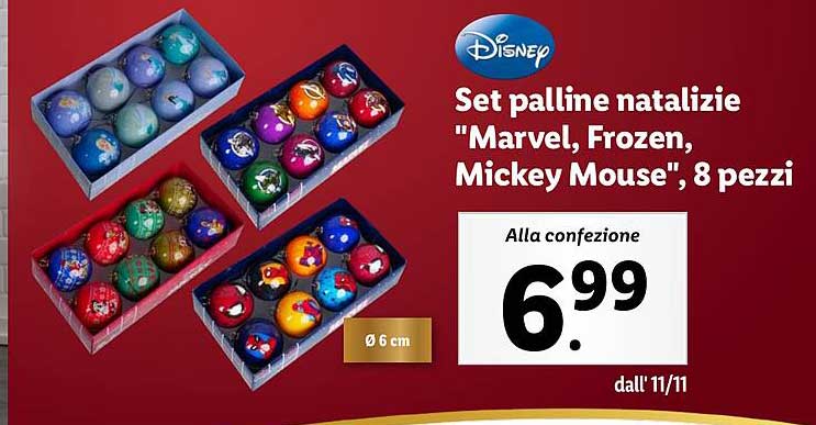 Set palline natalizie "Marvel, Frozen, Mickey Mouse", 8 pezzi