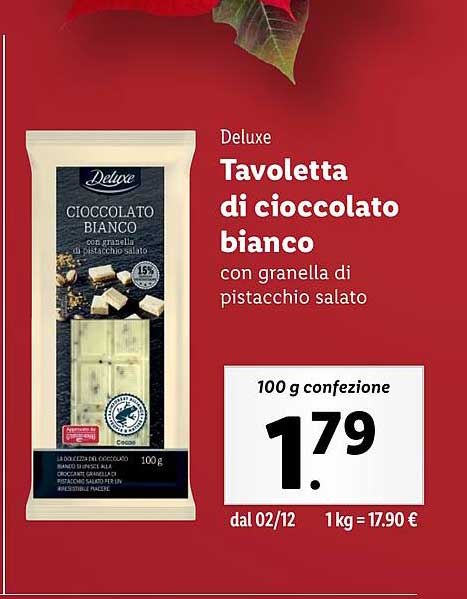 Tavolette di cioccolato bianco con granella di pistacchio salato