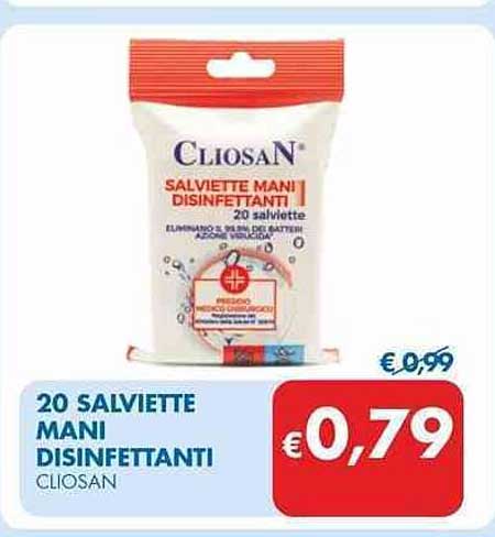 20 SALVIETTE MANI DISINFETTANTI