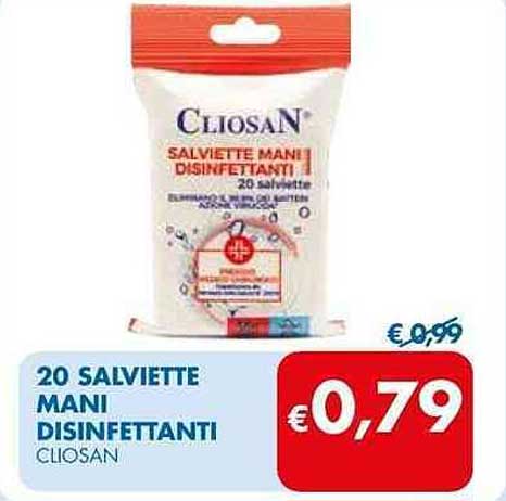 20 SALVIETTE MANI DISINFETTANTI CLIOSAN