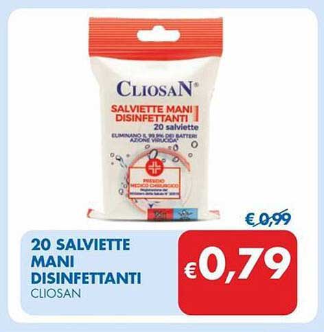 20 SALVIETTE MANI DISINFETTANTI CLIOSAN