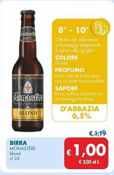 BIRRA MONASTÈRE blond cl 33