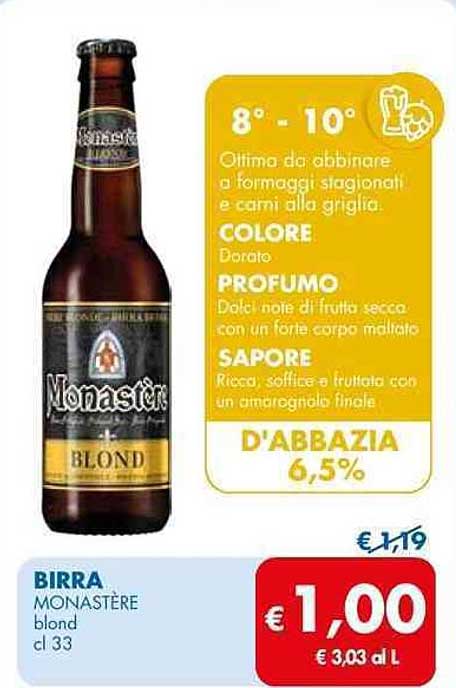 BIRRA MONASTÈRE blond cl 33