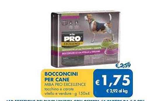 Bocconcini per cane MIBA PRO EXCELLENCE tacchino e carote vitello e verdure g 150x4