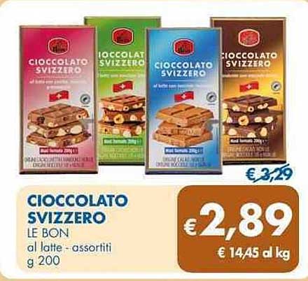 CIoccolato svizzero LE BON al latte - assortiti g 200