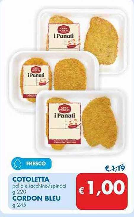 COTOLETTINA pollo e tacchino/spinaci  g 220 CORDON BLEU   g 245