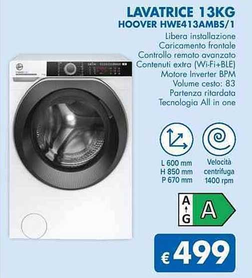 LAVATRICE 13KG HOOVER HWE413AMBS/1