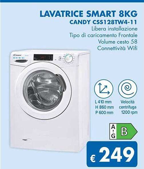 LAVATRICE SMART 8KG CANDY CSS128TW4-11