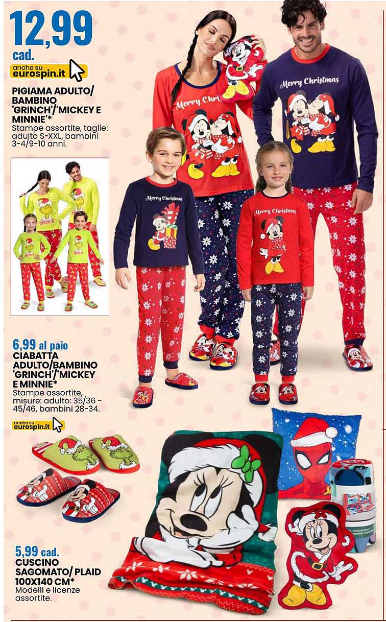 PIGIAMA ADULTO/BAMBINO 'GRINCH'/'MICKEY E MINNIE'*
