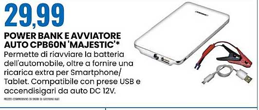 POWER BANK E AVVIATORE AUTO CPB60N 'MAJESTIC'*