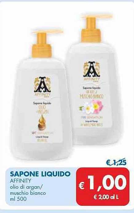 SAPONE LIQUIDO AFFINITY olio di argan/muschio bianco ml 500