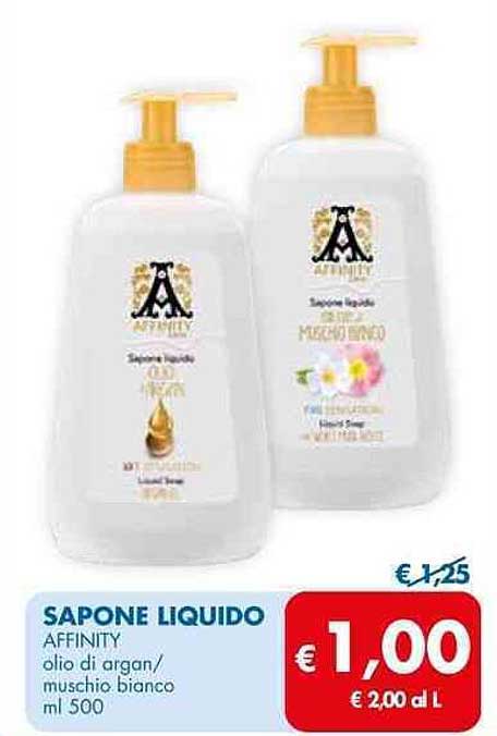 SAPONE LIQUIDO AFFINITY olio di argan/muschio bianco ml 500