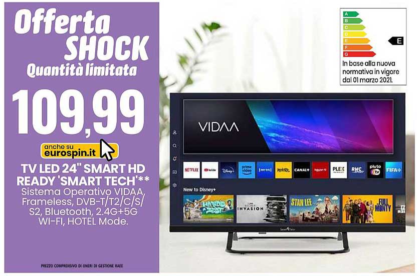 TV LED 24" 'SMART HD READY' 'SMART TECH'