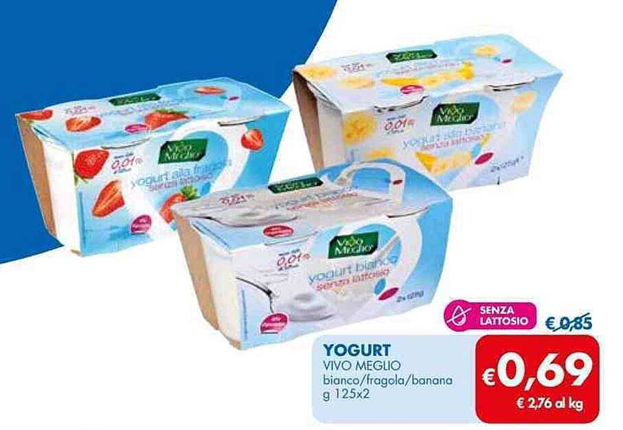 YOGURT VIVO MEGLIO bianco/fragola/banana g 125x2