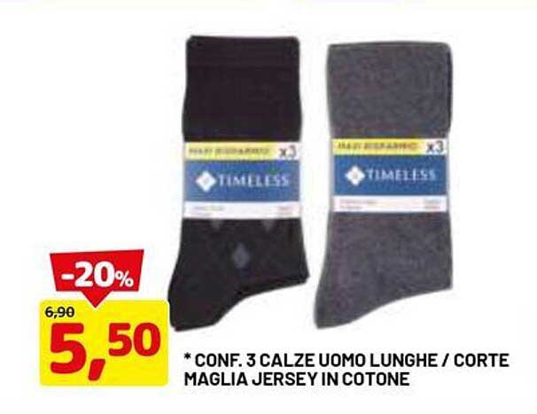 * CONF. 3 CALZE UOMO LUNGHE / CORTE MAGLIA JERSEY IN COTONE