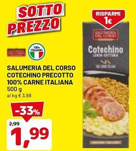 Cotechino precotto 100% carne italiana